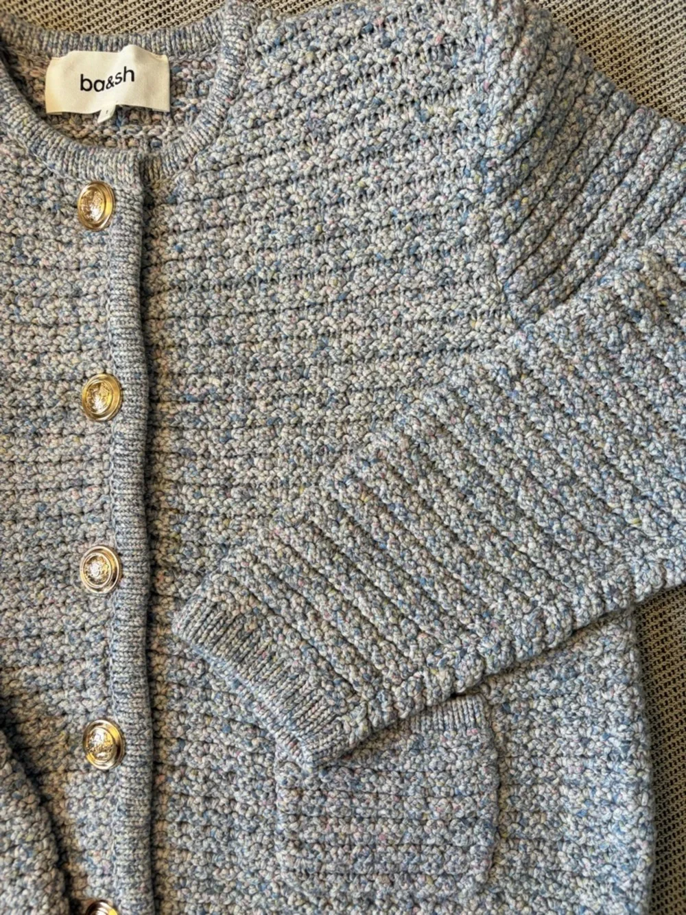 ba&sh Bash Guspa Multicolor Tweed Cardigan Jacket Gray Pastel Multi | size 1 / S - Picture 10 of 16